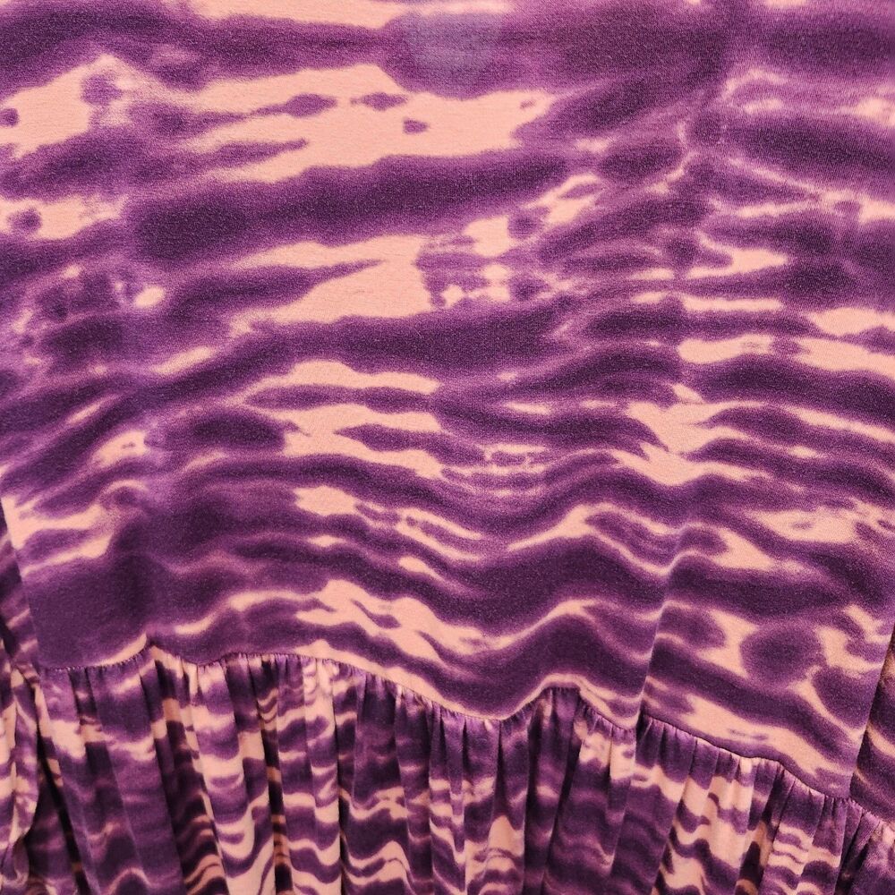 Terra and Sky Baby Doll Dress Womens 3X Tie Dye Purple Coral Keyhole Back Casual - Picture 4 of 9